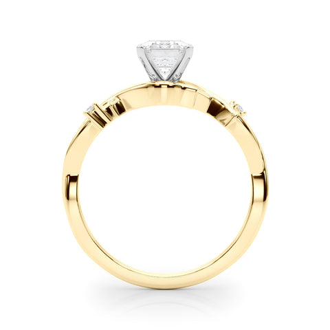 Yellow gold Emerald Solitaire Twisted Band Prong Setting Ring