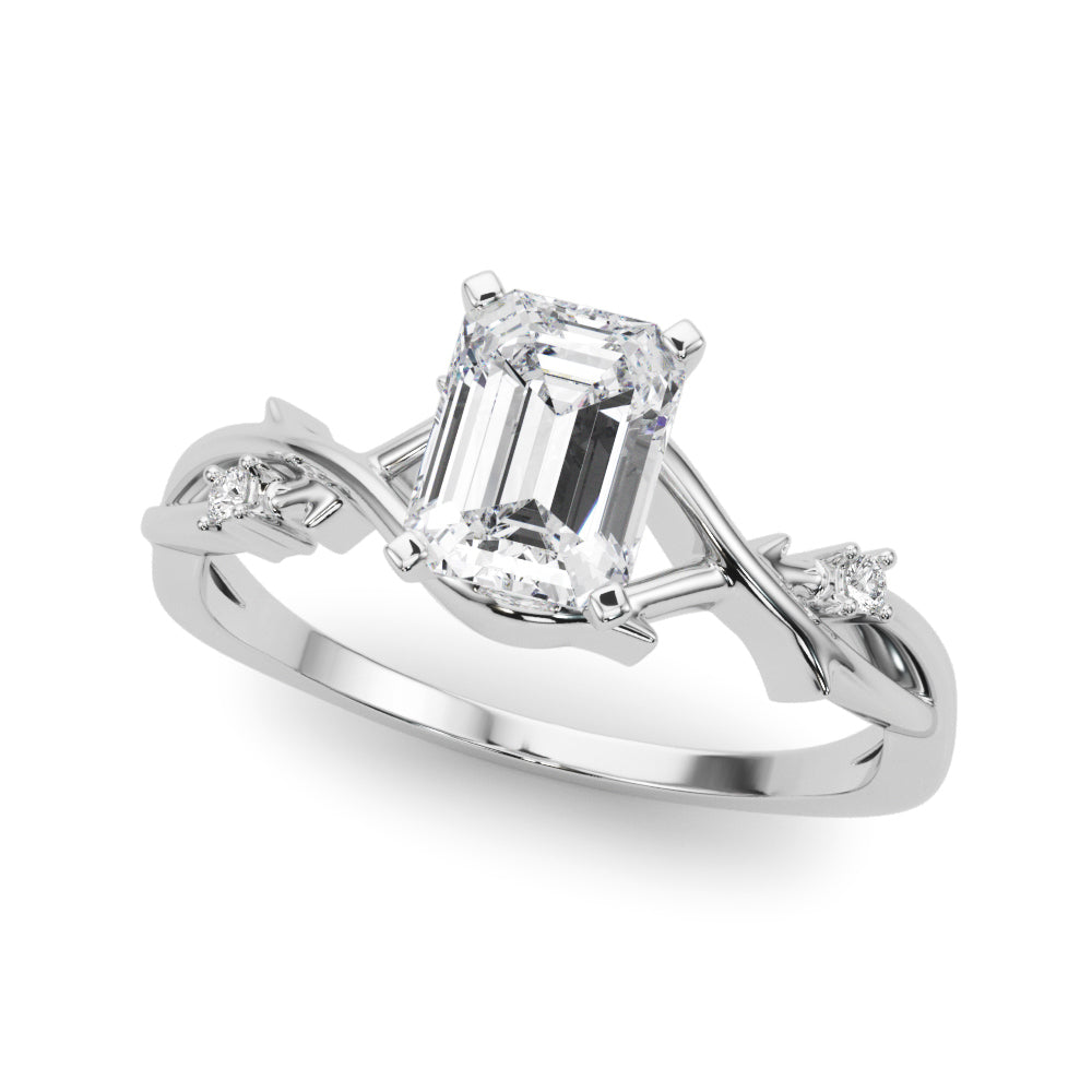 Platinum Radiant Solitaire Twisted Band Prong Setting Ring