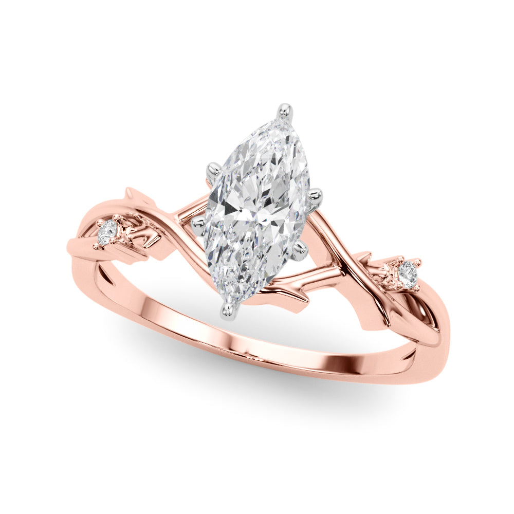 Rose gold Marquise Solitaire Twisted Band Prong Setting Ring