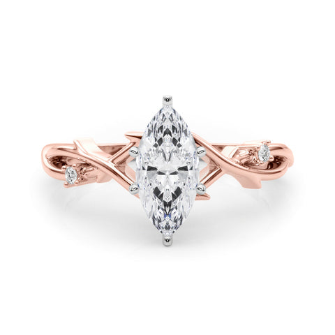 Rose gold Marquise Solitaire Twisted Band Prong Setting Ring