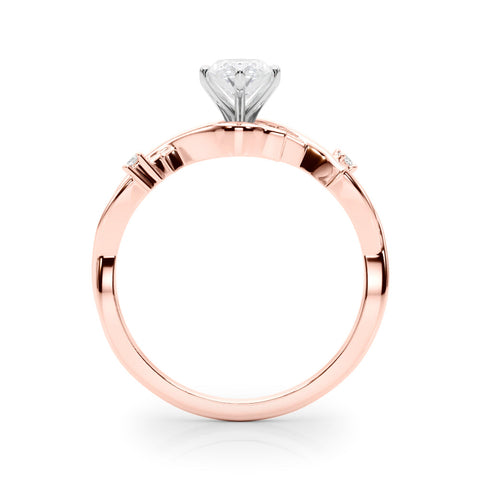 Rose gold Marquise Solitaire Twisted Band Prong Setting Ring