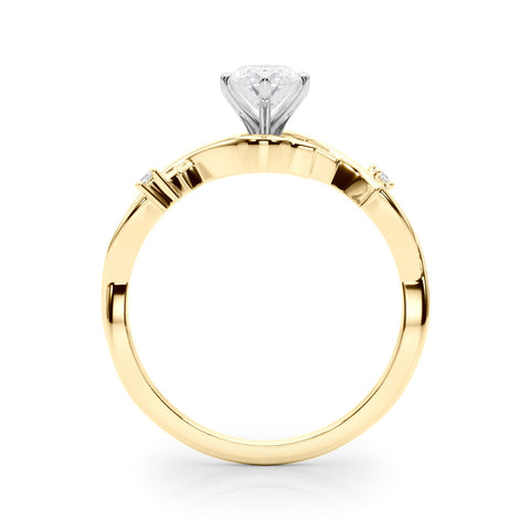 Yellow gold Marquise Solitaire Twisted Band Prong Setting Ring