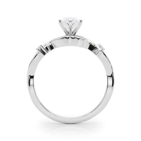 Platinum Marquise Solitaire Twisted Band Prong Setting Ring