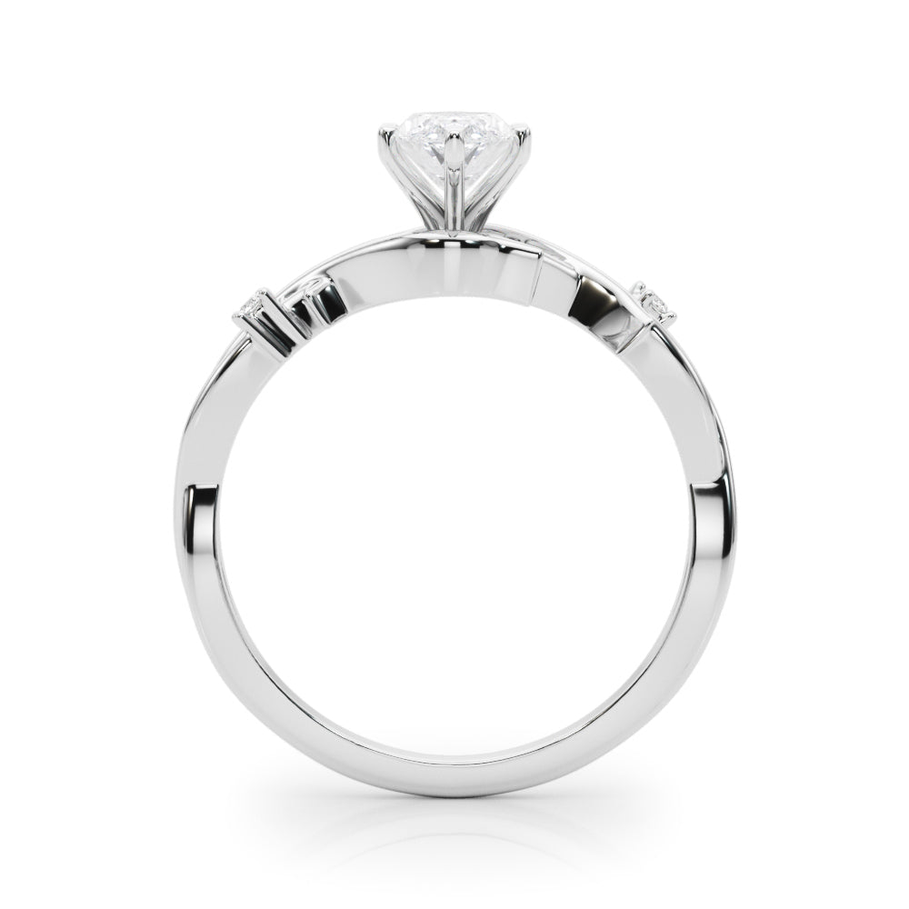 White gold Marquise Solitaire Twisted Band Prong Setting Ring