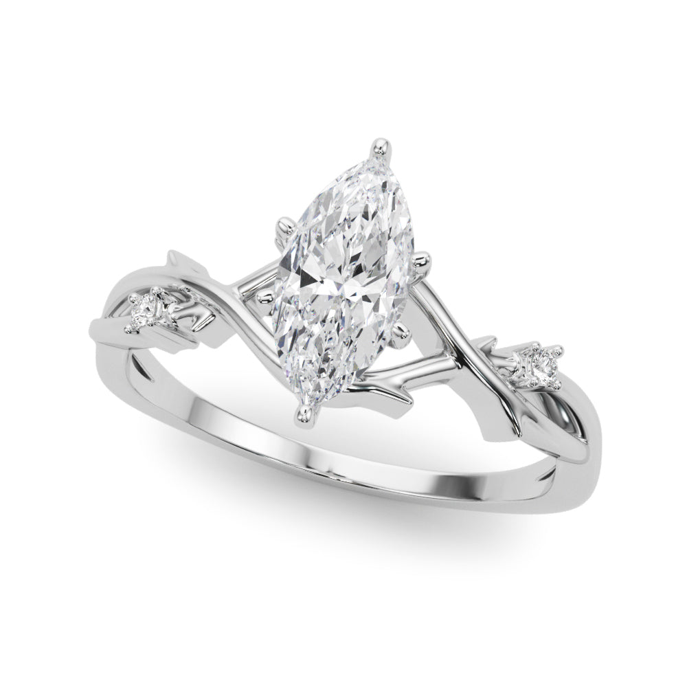 White gold Marquise Solitaire Twisted Band Prong Setting Ring