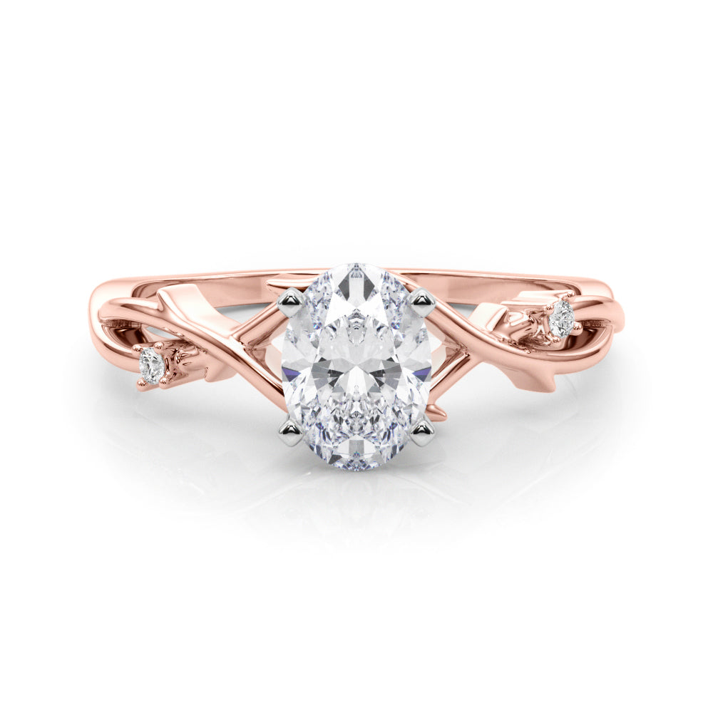 Rose gold Oval Solitaire Twisted Band Prong Setting Ring