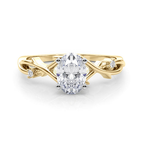 Yellow gold Oval Solitaire Twisted Band Prong Setting Ring