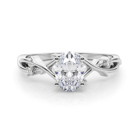 Platinum Oval Solitaire Twisted Band Prong Setting Ring