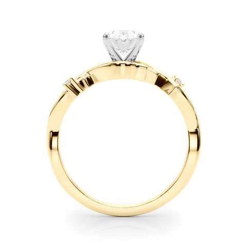 Yellow gold Oval Solitaire Twisted Band Prong Setting Ring