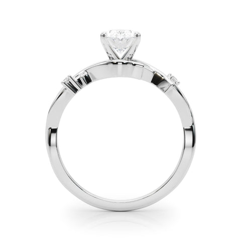 Platinum Oval Solitaire Twisted Band Prong Setting Ring