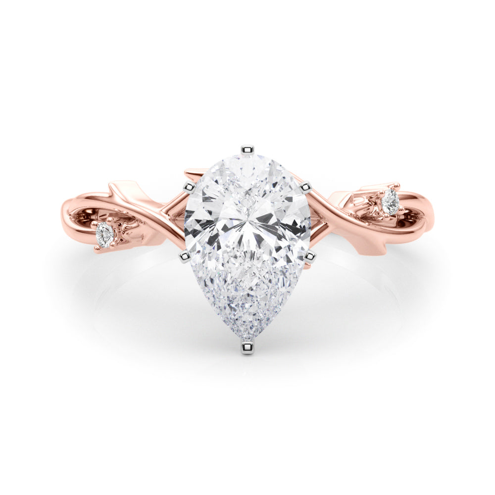 Rose gold Pear Solitaire Twisted Band Prong Setting Ring