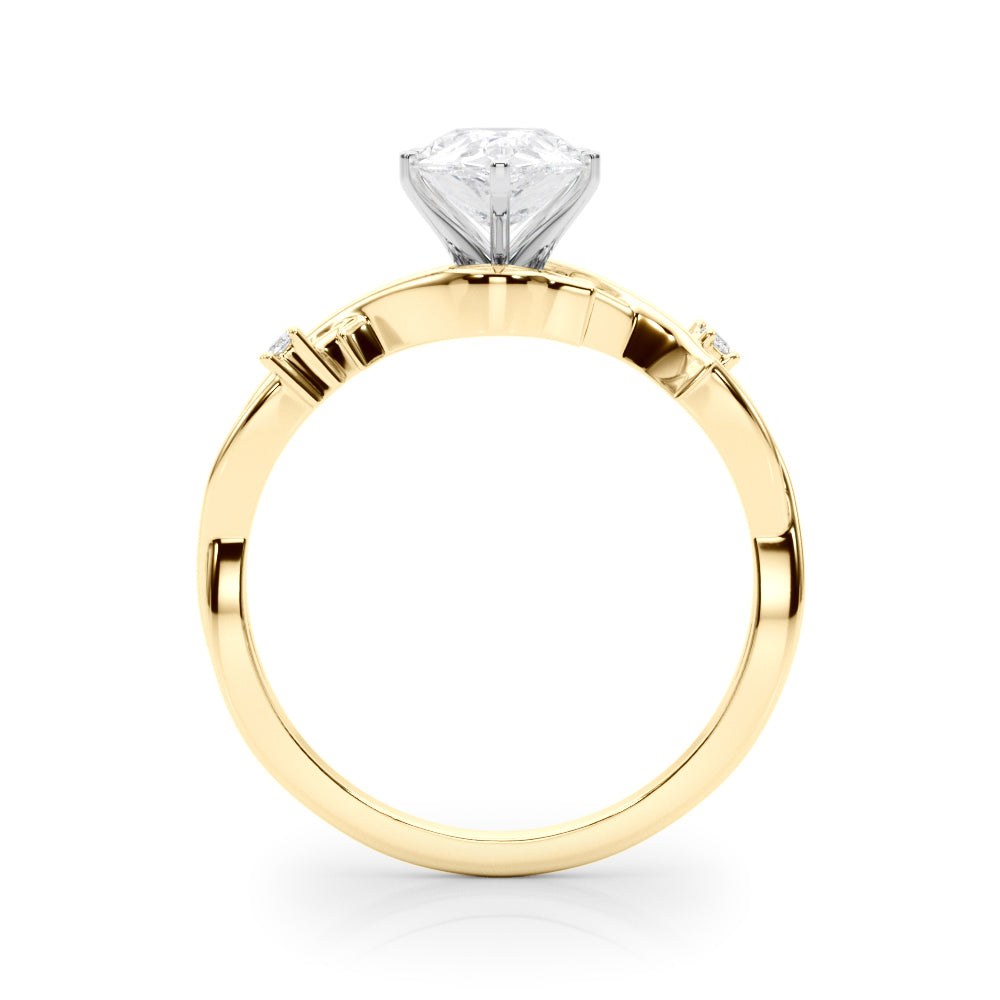 Yellow gold Pear Solitaire Twisted Band Prong Setting Ring