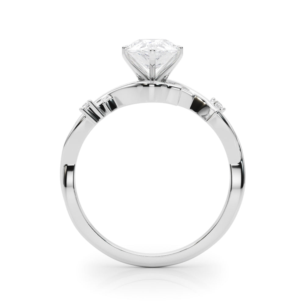 Silver Pear Solitaire Twisted Band Prong Setting Ring