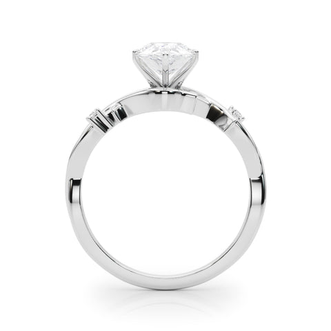 Platinum Pear Solitaire Twisted Band Prong Setting Ring