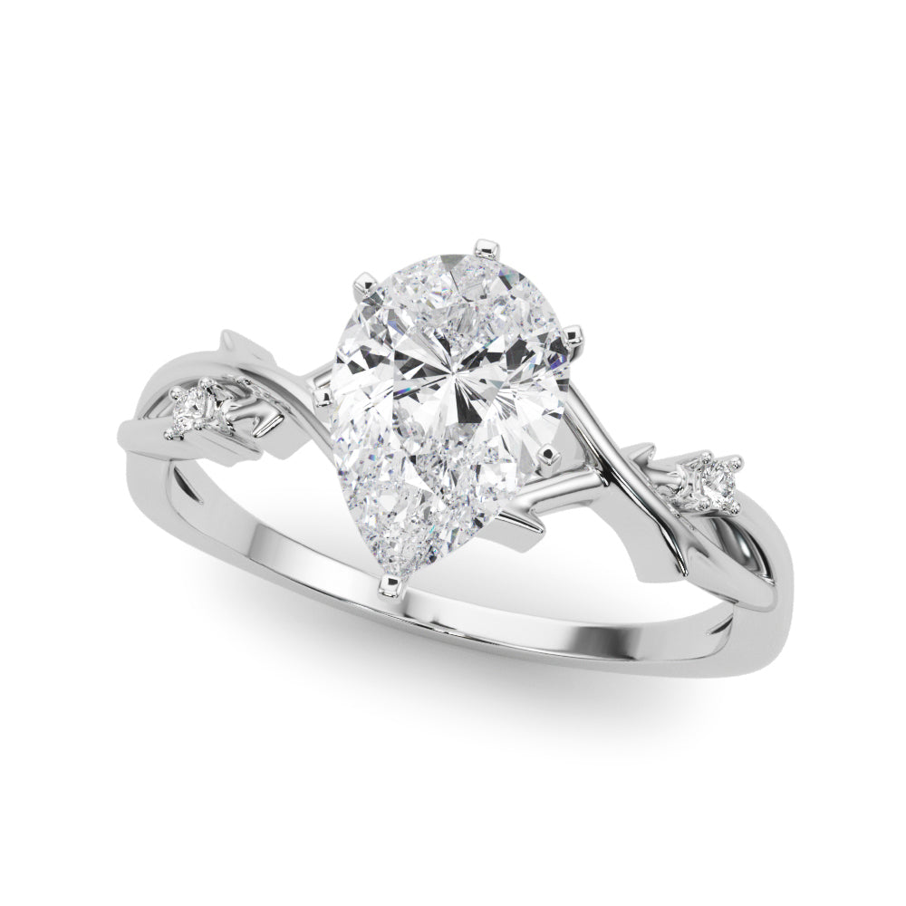 Platinum Pear Solitaire Twisted Band Prong Setting Ring