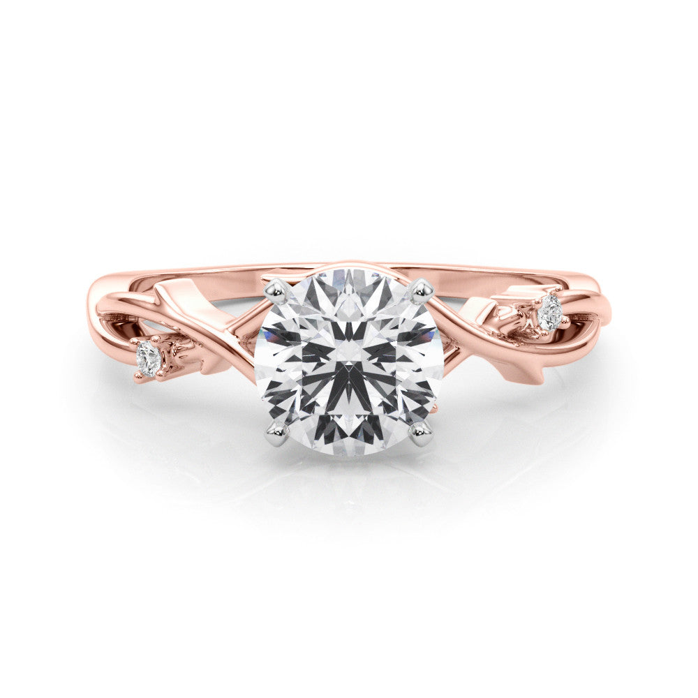 Rose gold Round Solitaire Twisted Band Prong Setting Ring