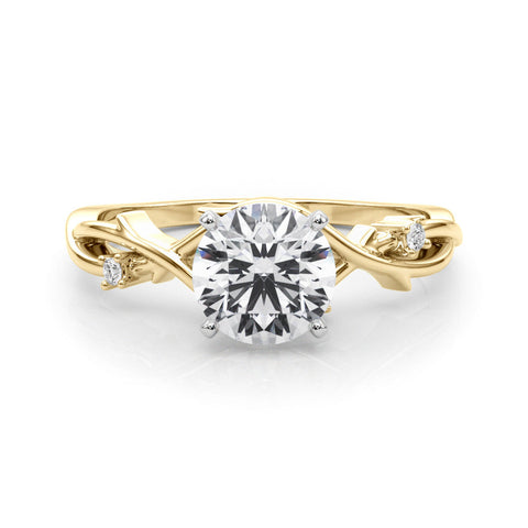 Yellow gold Round Solitaire Twisted Band Prong Setting Ring