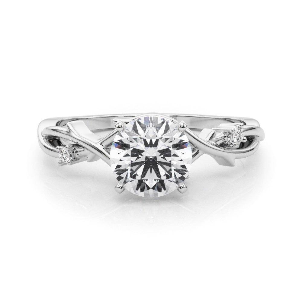 White gold Heart Solitaire Twisted Band Prong Setting Ring