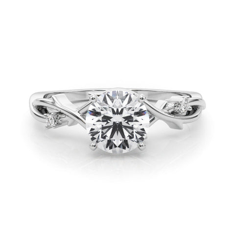 White gold Round Solitaire Twisted Band Prong Setting Ring