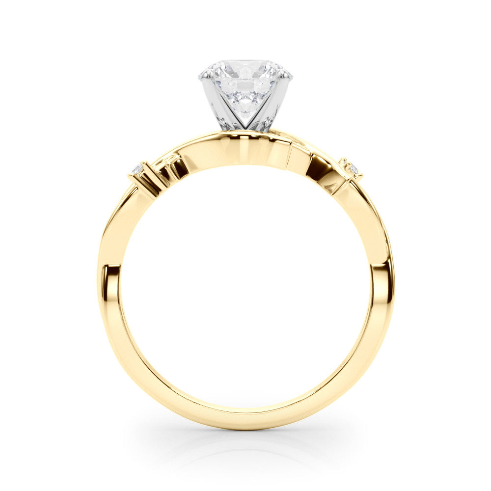 Yellow gold Heart Solitaire Twisted Band Prong Setting Ring