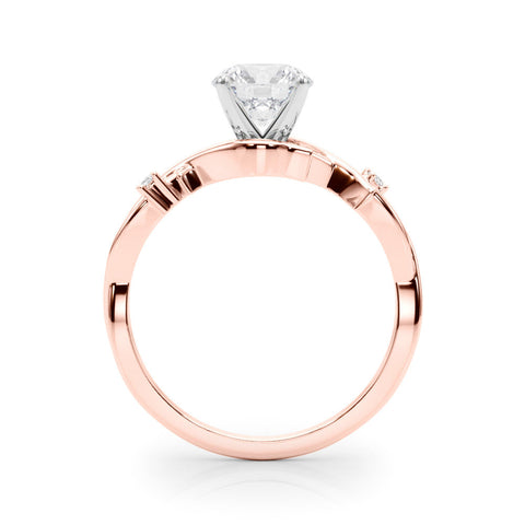 Rose gold Round Solitaire Twisted Band Prong Setting Ring