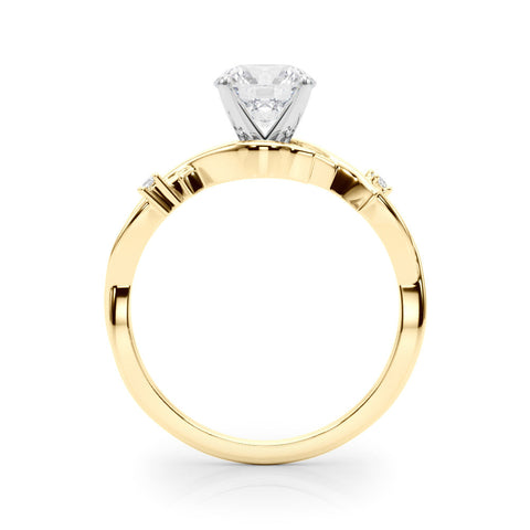 Yellow gold Round Solitaire Twisted Band Prong Setting Ring