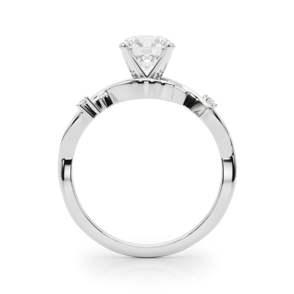 White gold Heart Solitaire Twisted Band Prong Setting Ring