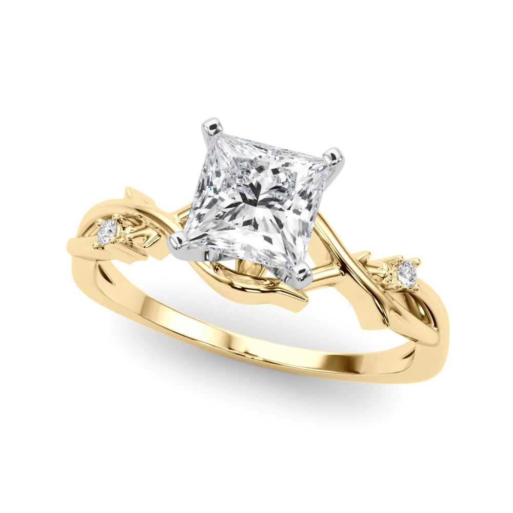 Yellow gold Princess Solitaire Twisted Band Prong Setting Ring