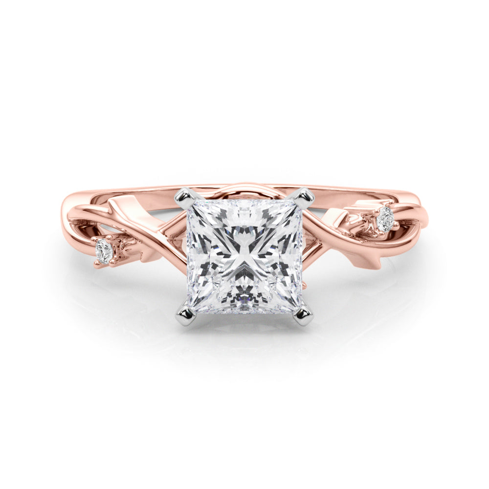 Rose gold Princess Solitaire Twisted Band Prong Setting Ring