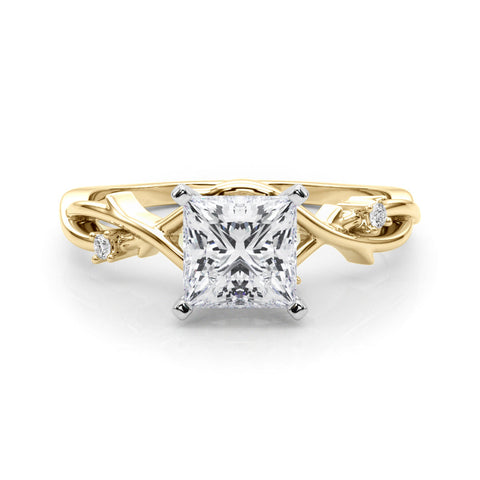 Yellow gold Princess Solitaire Twisted Band Prong Setting Ring