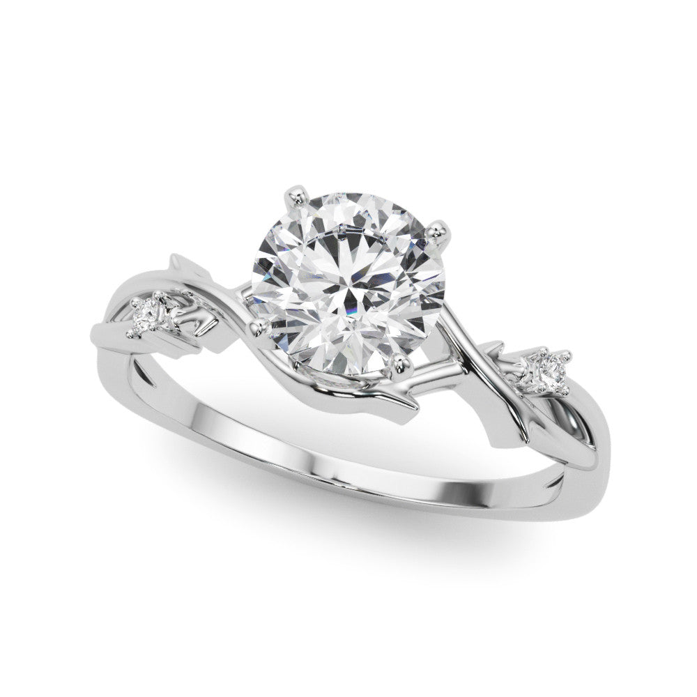 Platinum Round Solitaire Twisted Band Prong Setting Ring