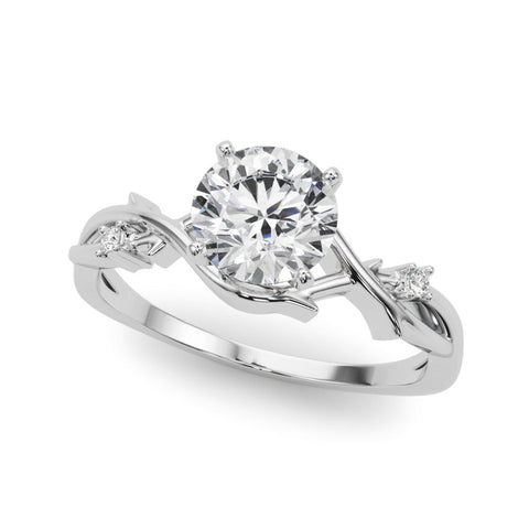 White gold Heart Solitaire Twisted Band Prong Setting Ring