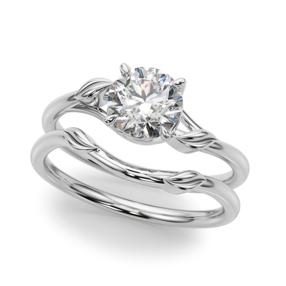 Platinum Round Solitaire Twist Band with Four-Prong Setting