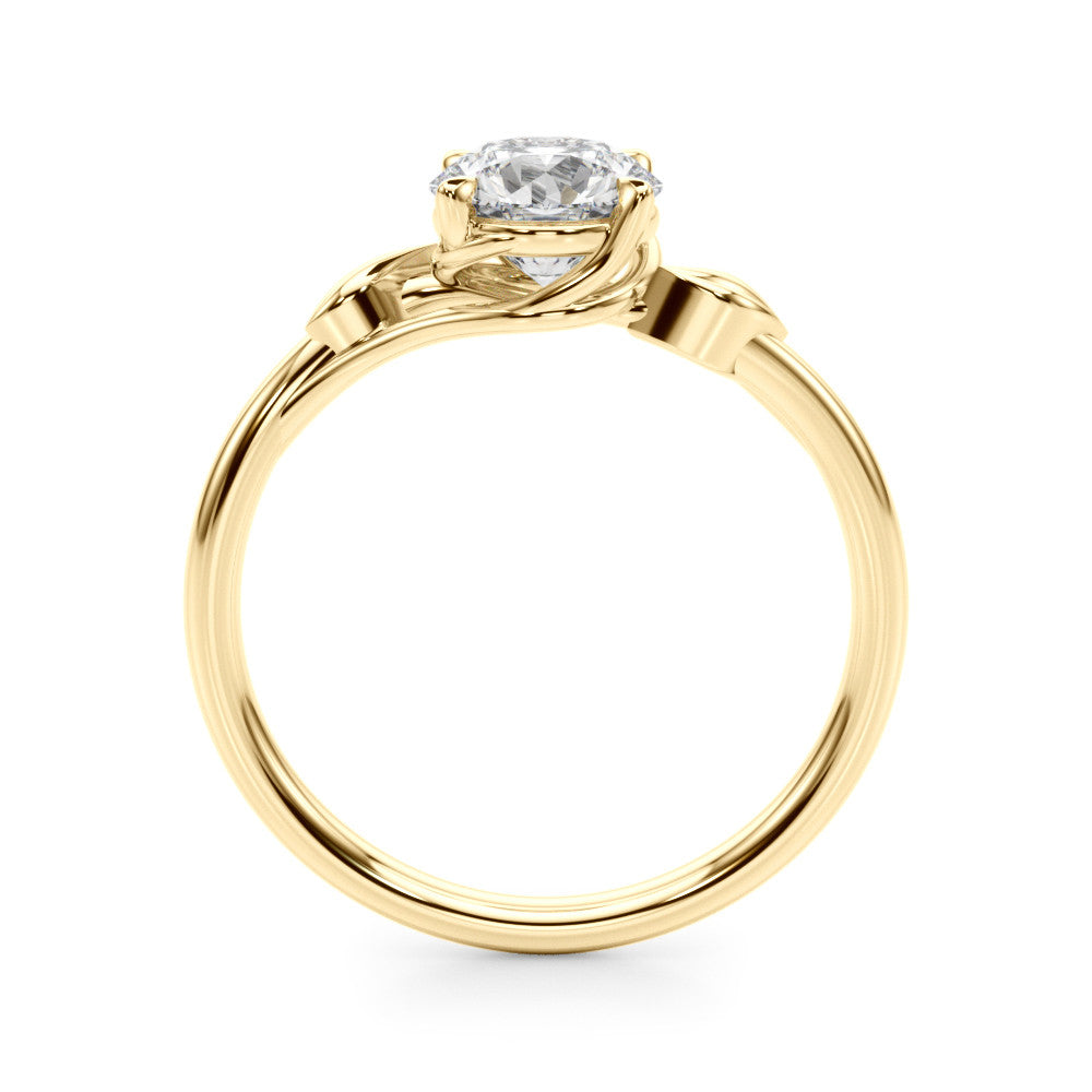 Yellow gold Round Solitaire Twist Band with Four-Prong Setting