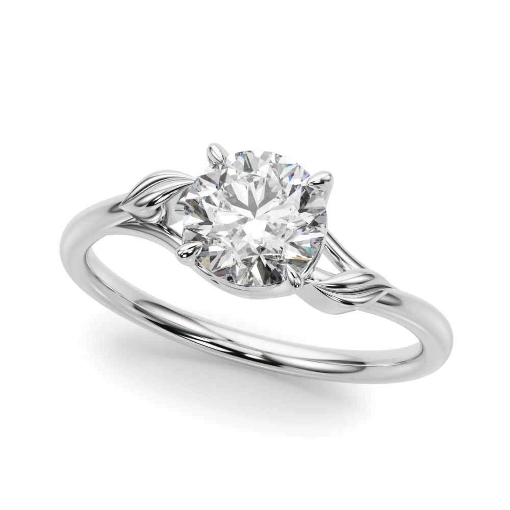 White gold Round Solitaire Twist Band with Four-Prong Setting