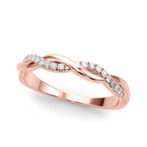 Rose gold Twisted Pave Round Diamond Infinity Band