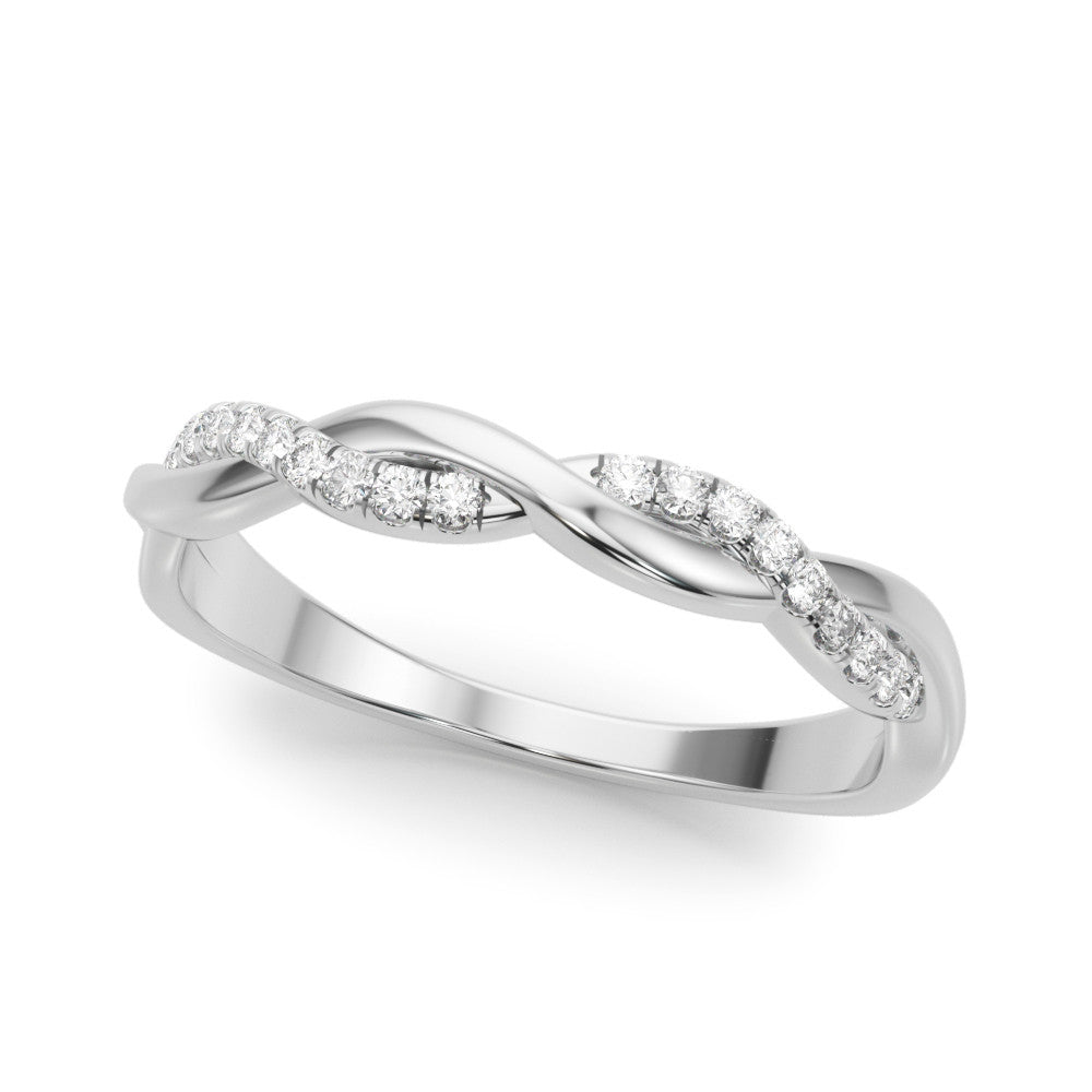Platinum Twisted Pave Round Diamond Infinity Band