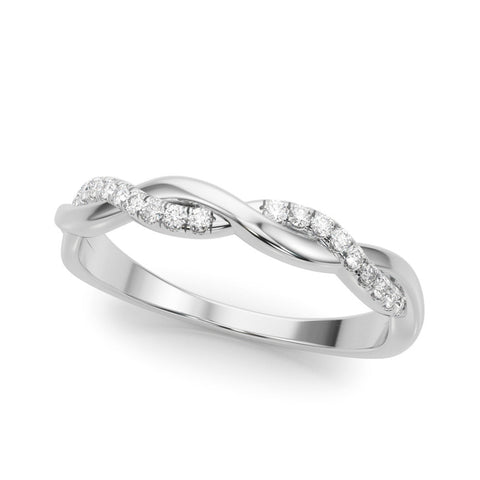 White gold Twisted Pave Round Diamond Infinity Band