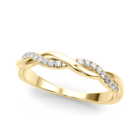 Yellow gold Twisted Pave Round Diamond Infinity Band with Channel Setting