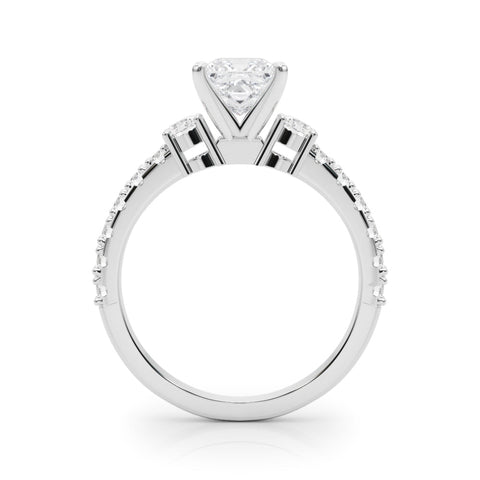 Silver Princess Cut Three-Stone Diamond Pavé Band with Prong Setting