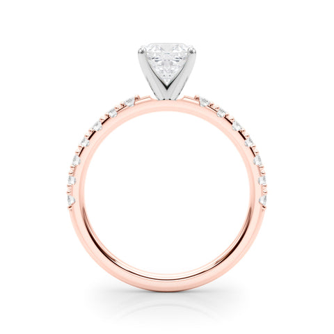 Rose gold Cushion Solitaire Pavé Band with Four-Prong Setting