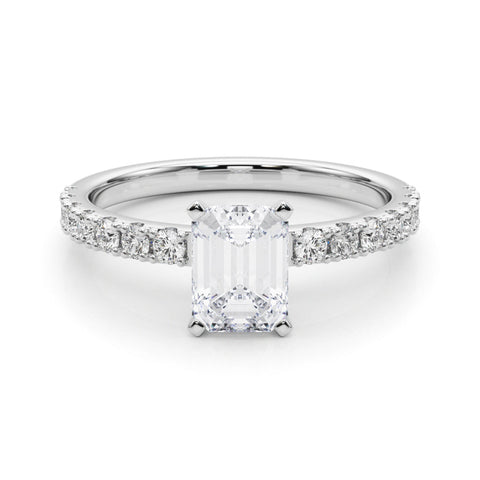 Platinum Radiant Solitaire Pavé Band with Four-Prong Setting