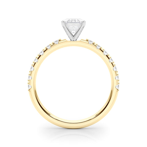 Yellow gold Radiant Solitaire Pavé Band with Four-Prong Setting