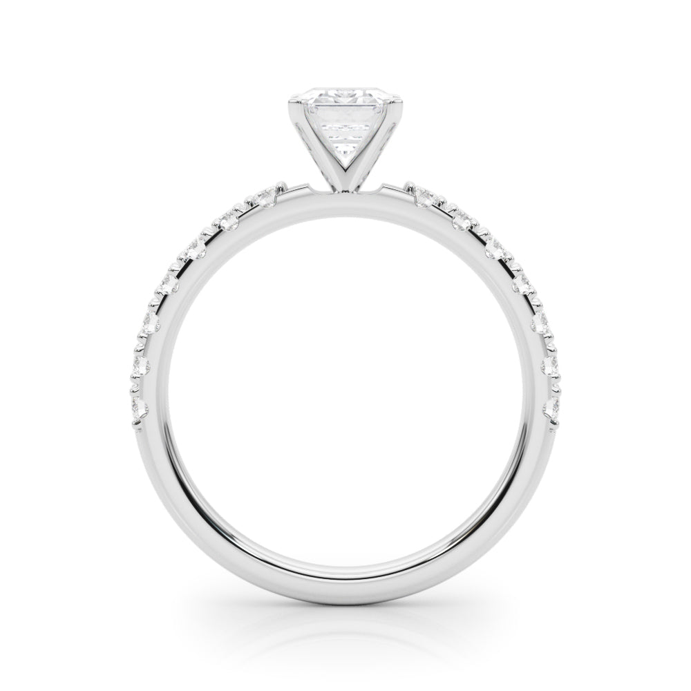 Silver Radiant Solitaire Pavé Band with Four-Prong Setting