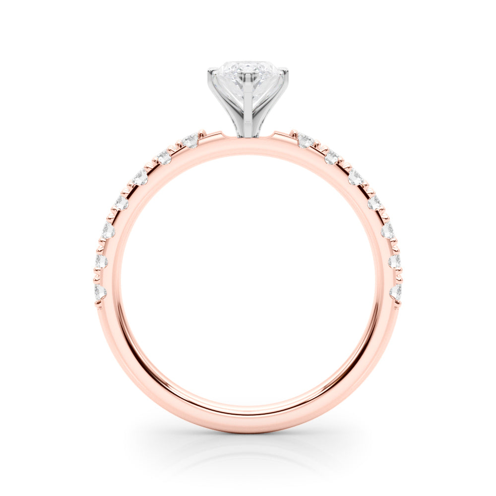 Rose gold Marquise Solitaire Pavé Band with Four-Prong Setting