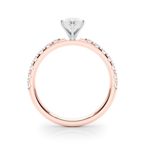 Rose gold Marquise Solitaire Pavé Band with Four-Prong Setting