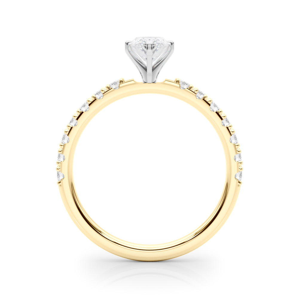Yellow gold Marquise Solitaire Pavé Band with Four-Prong Setting