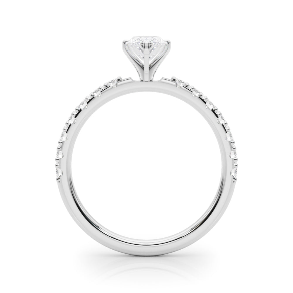 Platinum Marquise Solitaire Pavé Band with Four-Prong Setting