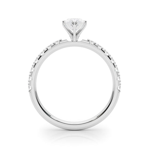 White gold Marquise Solitaire Pavé Band with Four-Prong Setting