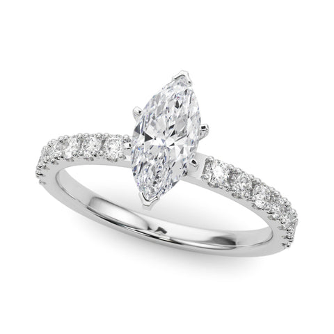 Platinum Marquise Solitaire Pavé Band with Four-Prong Setting